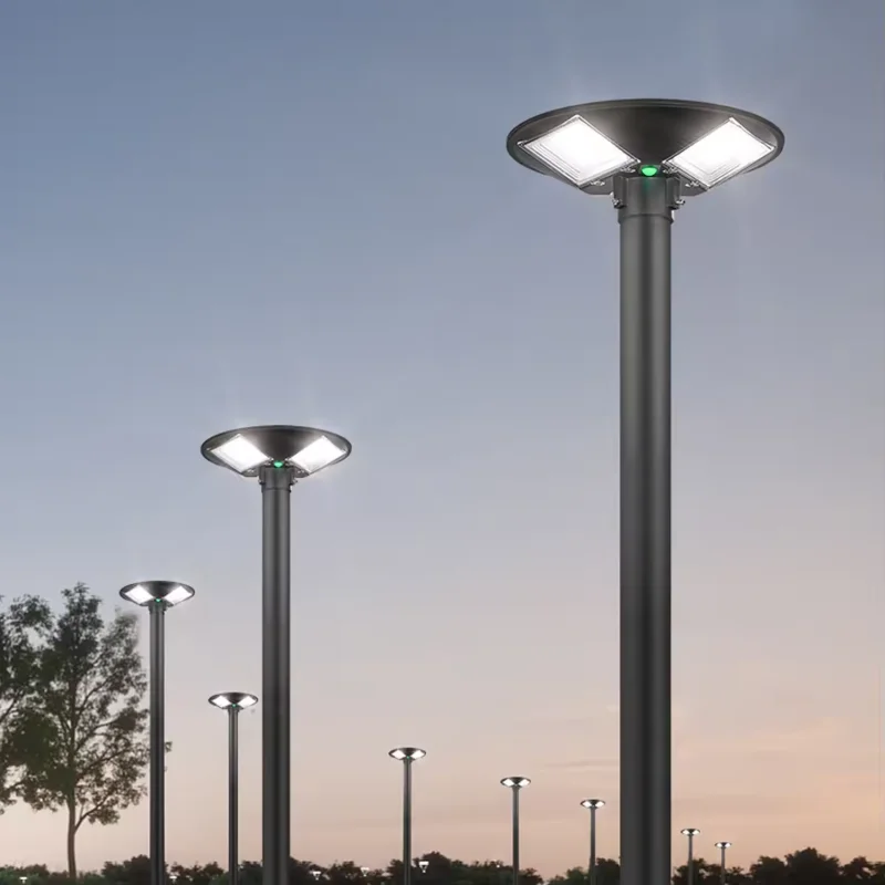 

Solar UFO lamp courtyard high pole lighting outdoor waterproof round home villa garden dew table lamp