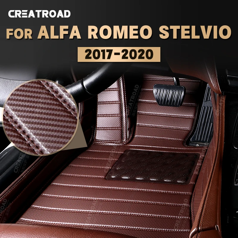 

Коврики из углеродного волокна на заказ для Alfa Romeo Stelvio 2017-2020 18 19, ковер для ног, аксессуары для салона автомобиля