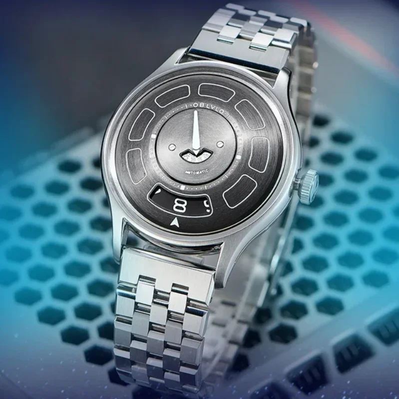 OBLVLO ผู้ชายนาฬิกาอัตโนมัติ 41 มม.นาฬิกาข้อมือ Luminous 5ATM กันน้ํา Sapphire Rotatable Dial