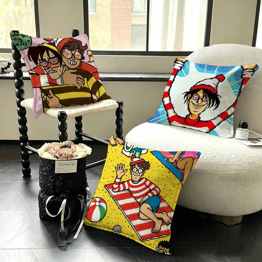Game Wheres W-WallyS Waldo Various Sizes Square Pillow Case For Car Home Bedchamber Decor
