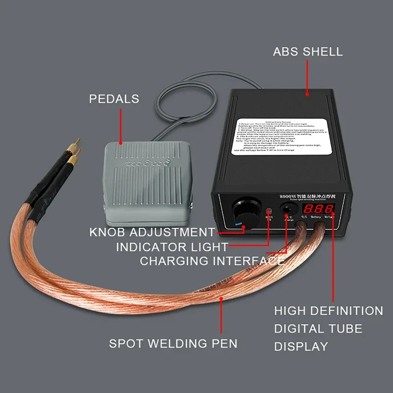 Imagem -04 - Diy Armazenamento Toque Soldador Ajustável 18650 Li-ion Bateria Soldadura a Ponto Casa Energia Pequena Portátil Máquina de Soldadura a Ponto 8000w