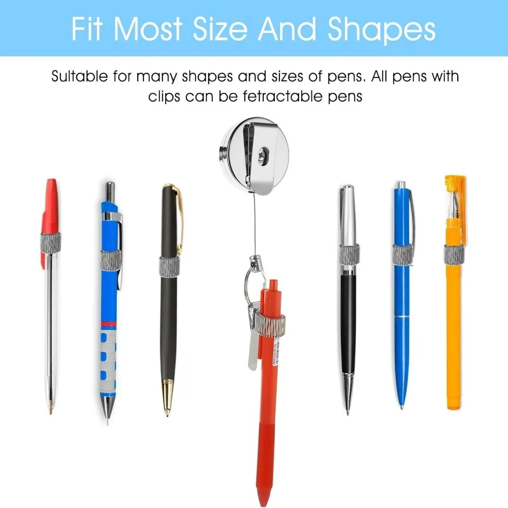 Retractable Pull Pen Pencil Holder With Belt Clip Key Ring Universal Lanyard