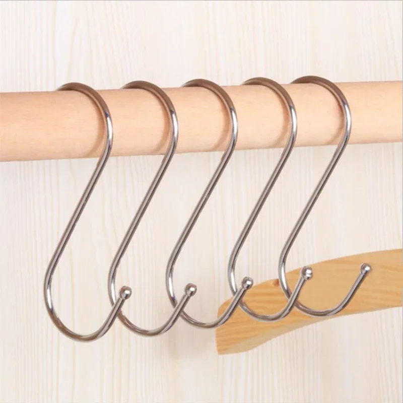 10/2PCS Stainless Steel S Shaped Hook Multi-function Metal Hanging Hook Clothing Hanger Clasp Holder Home Kitchen Storage Tool