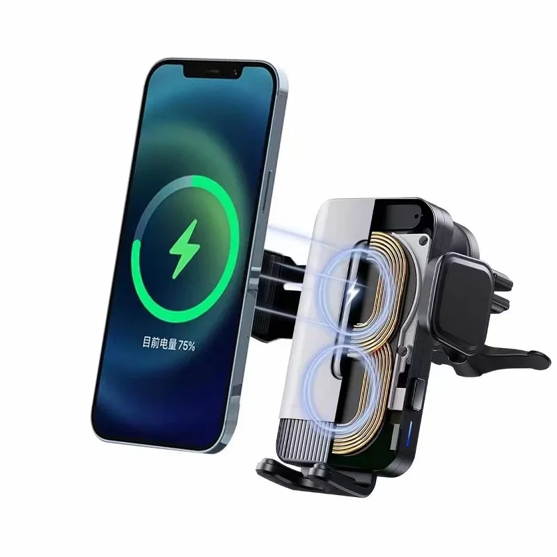 15W Fast Wireless Chargers Car Phone Holder Double Coil Charging Station For Samsung Galaxy S21 Ultra Flip4 S10 9 iPhone12 13 14