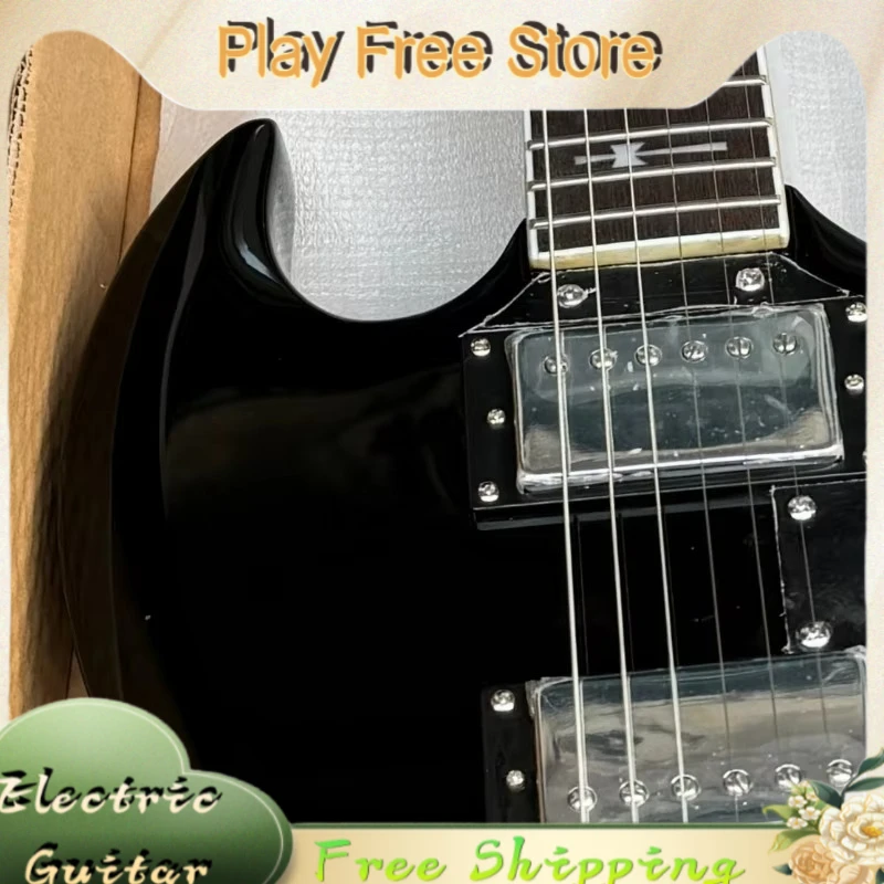Tony Black Cross Inlay SGW E-Gitarre, Alnico5 HH-Tonabnehmer, 2020 Black Heavy Metal Signature Gitarre, kostenloser Versand,