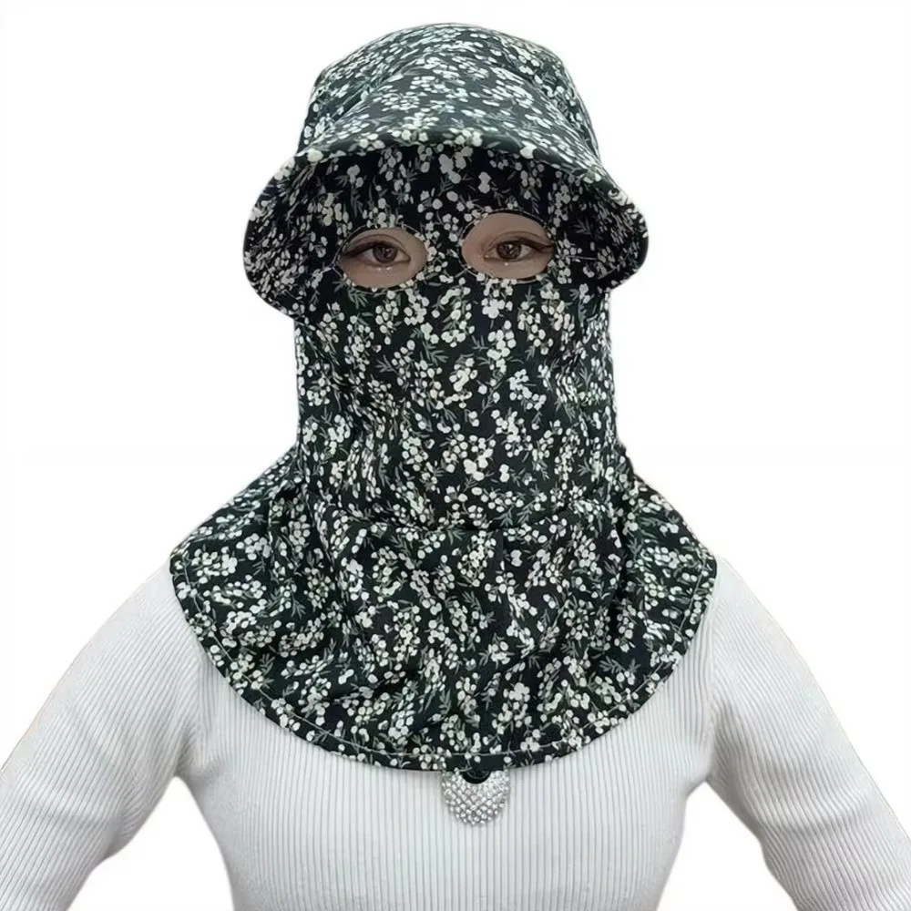 

Work Hat Breathable Tea Picking Sun Hat Full Coverage Foldable Wide Brim Hat Floral Lightweight Face Cover Hat Outdoor