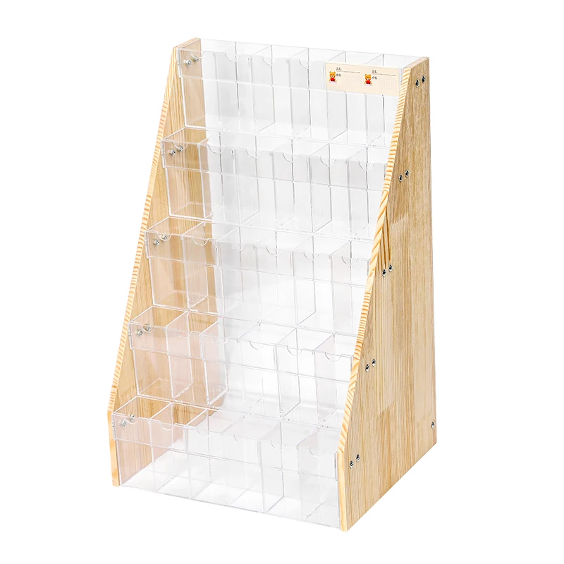 Clear Wood Pen Holder Stationery Store Storage Rack Brush Case Display Stand Desktop Marker Pencil Organizer Supermarket Shelves