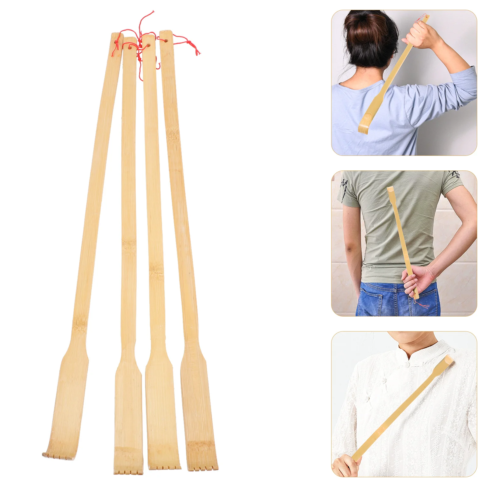 

4Pcs Bamboo Back Scratcher Handheld Anti Itching Tool Portable Back Massager Body Scratcher for Home Relaxation