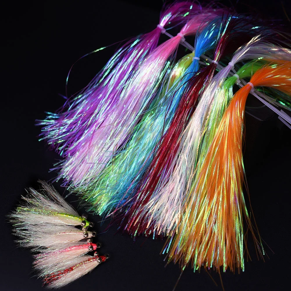 MNFT 1 مللي متر المموج التألق السواحل المياه المالحة الصيد تهزهز هوك غاسل الذباب ربط المواد فلاش بهرج يحاكي مقياس السمك