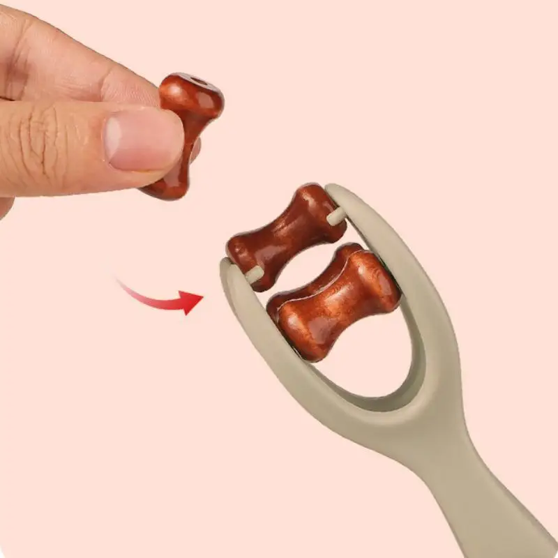 @-1Pc Rouleau de massage des doigts avec rotation à 360° °   Bâton de massage des doigts en bois massif avec clip, pour soulager les méridiens des mains