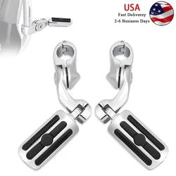 Short Angled Highway FootPegs Foot Rest For Harley Davidson Touring Electra Road King Street Glide with 1.25 Engine Guard Chrome