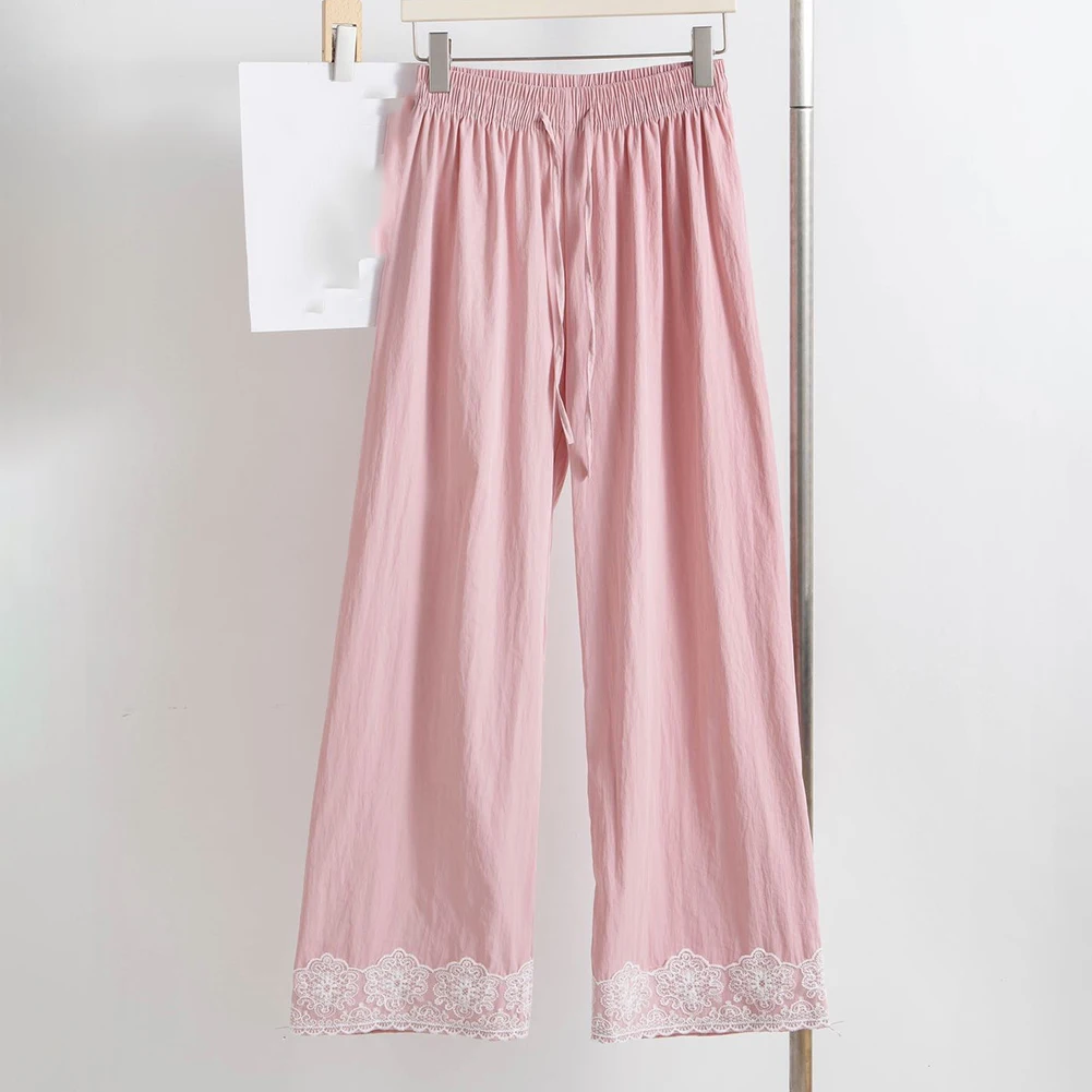 Casual Outing Blue Lace Stitching Trousers Clothing Women Casual Trousers Slightly Elastic Suitable For All Seasons Brand New