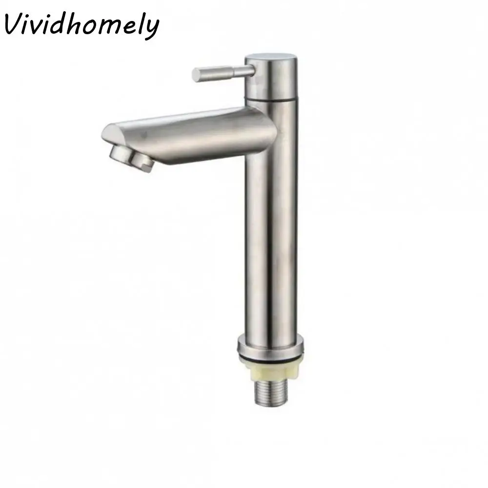 

Sink Tap Bathroom Basin Faucet Deck Mounted Brushed Stainless Steel Water Tap Rotary Switch Anti-Leakage Bathroom Faucet Toilet