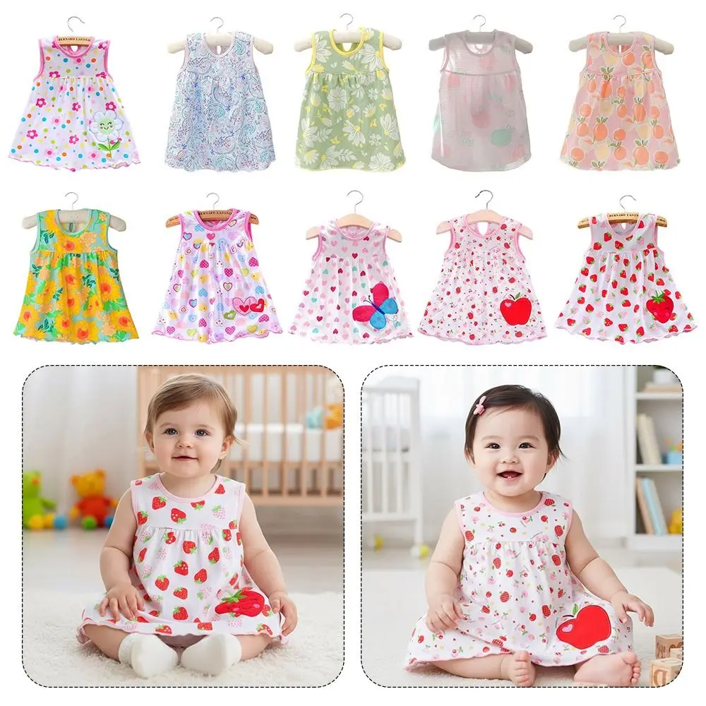 Girls Dress Pure Cotton Baby Dress Printed Cartoon Pattern Summer Dress Embroidery Multi Pattern Cotton Dress Summer Season