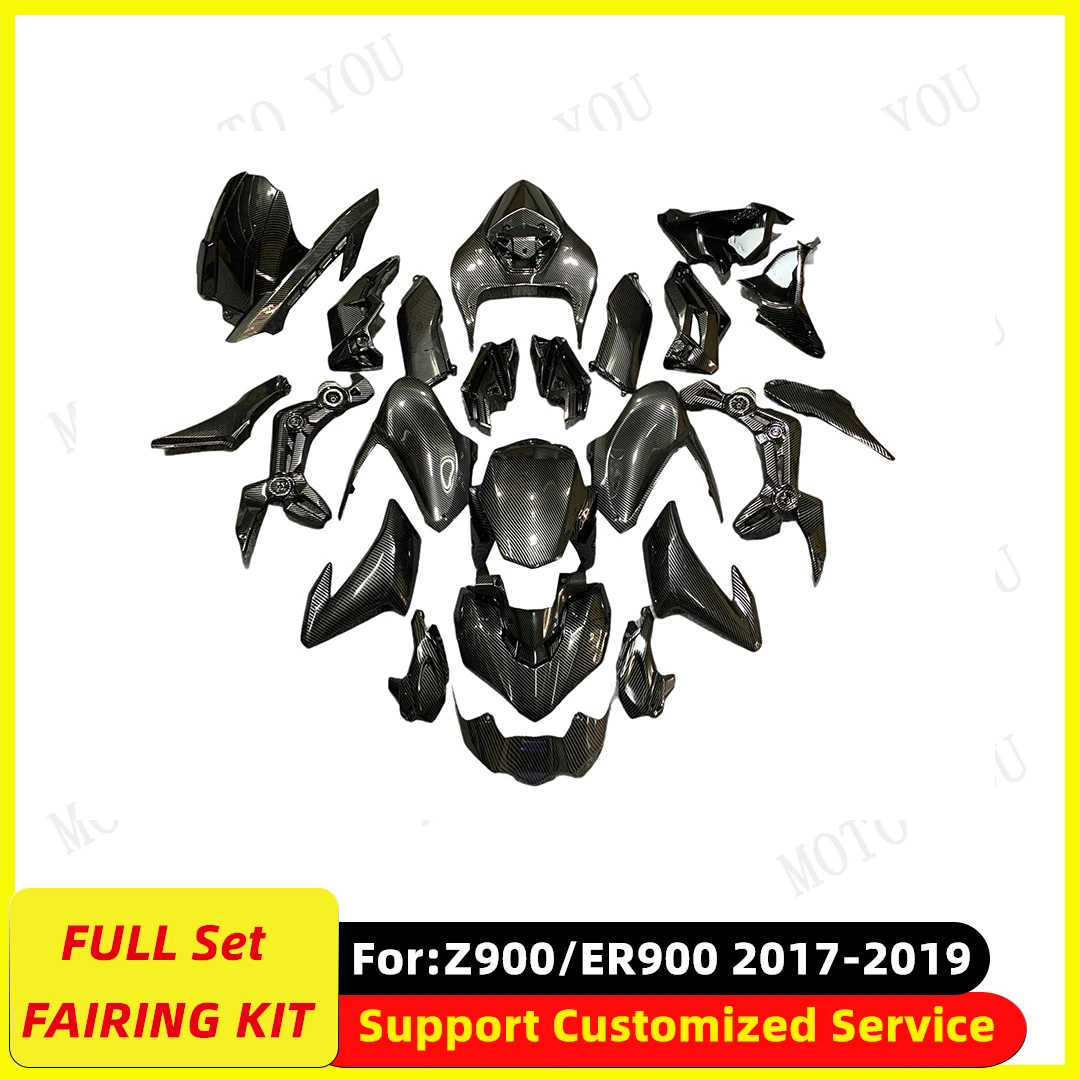 

Motorcycle Injection mold Full Fairing Kit fit For Kawasaki Z900 ER900 2017 2018 2019 17 18 19 body Carbon Fibre Paint