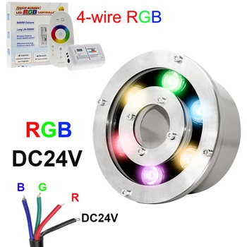 4 telli harici kontrol RGB Led çeşme lamba 9W 18W Led havuz ışığı DC12V DC24V su geçirmez Ip68 sualtı ışıkları çeşmeler