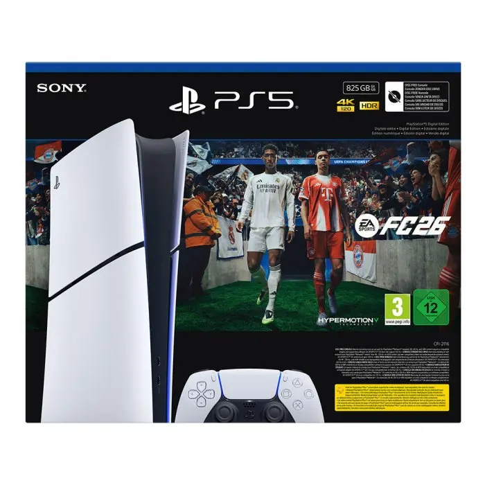 PS5 Digital Edition 825GB + EA SPORTS FC™ 26 Game Download Code, includes DualSense Controller and 825GB SSD for immersive gameplay, CE certified gaming console for enhanced experience with haptic feedback. #3