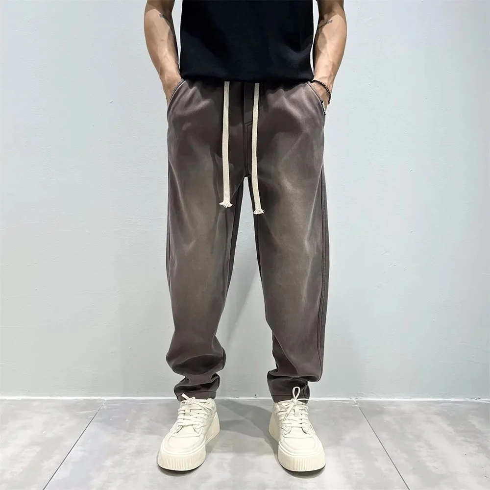American Retro Washed Popular Casual Pants Men Autumn Winter Loose Small Straight Trousers Versatile Handsome Fashion Trend Pant