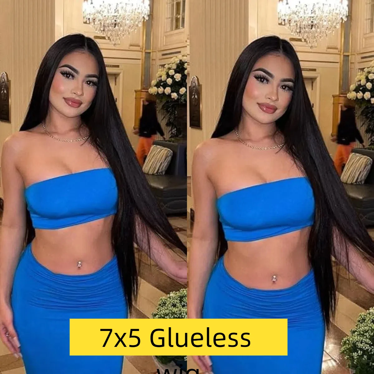 Perruques sans colle cheveux humains pré plumés pré coupé 7x5 perruques droites perruques de cheveux humains cheveux humains 180% densité perruques pour les femmes 20 pouces