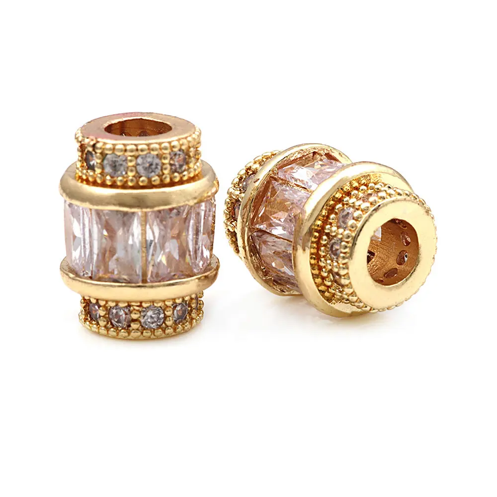 2PCS 18K Gold Color Brass Cylinder Spacer Beads Bracelets Beads High Quality Jewelry Accessories Making Rosediy official-website