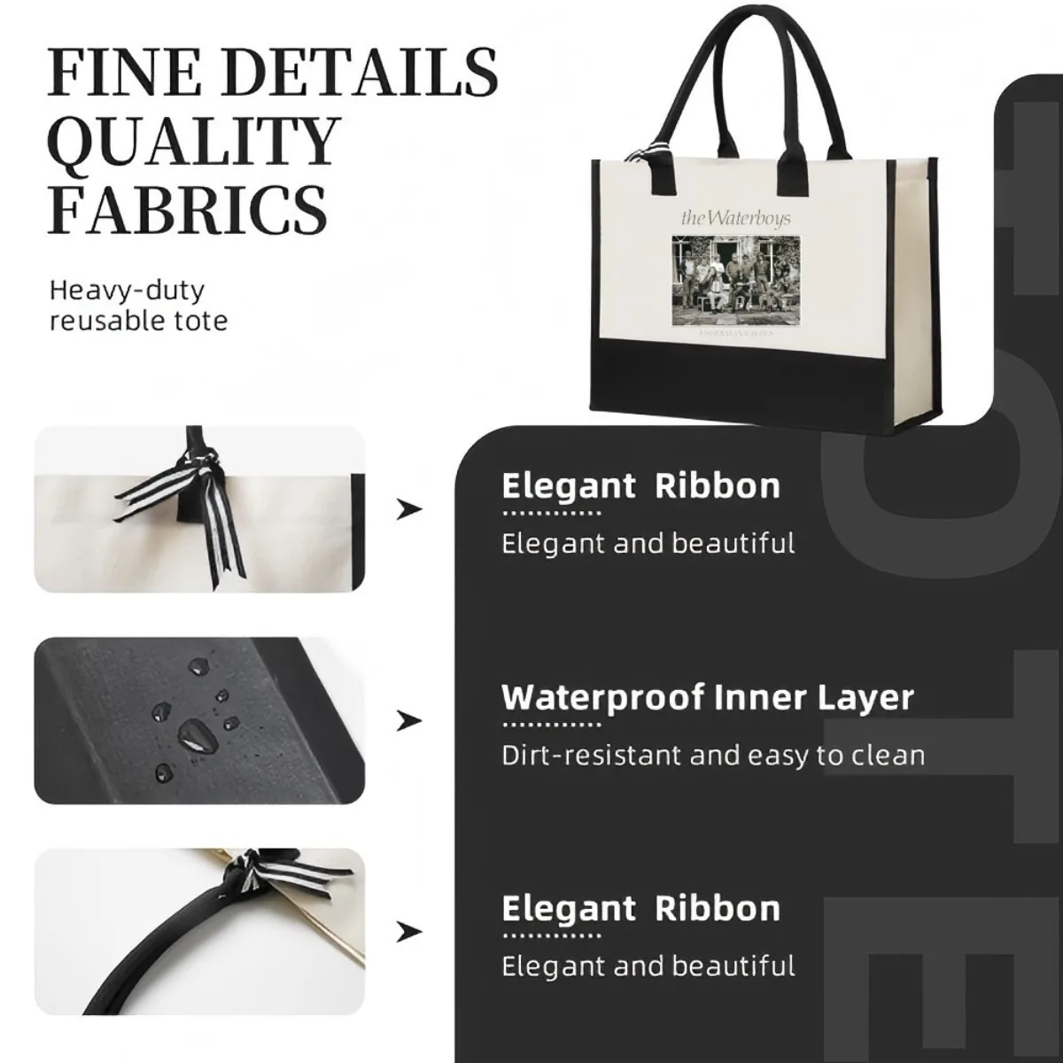 The Waters 2026 وصول جديد موضة عملية واسعة حقيبة حمل قابلة لإعادة الاستخدام نمط طباعة 2 لهجة الثقيلة حقيبة كتف كبيرة f #5