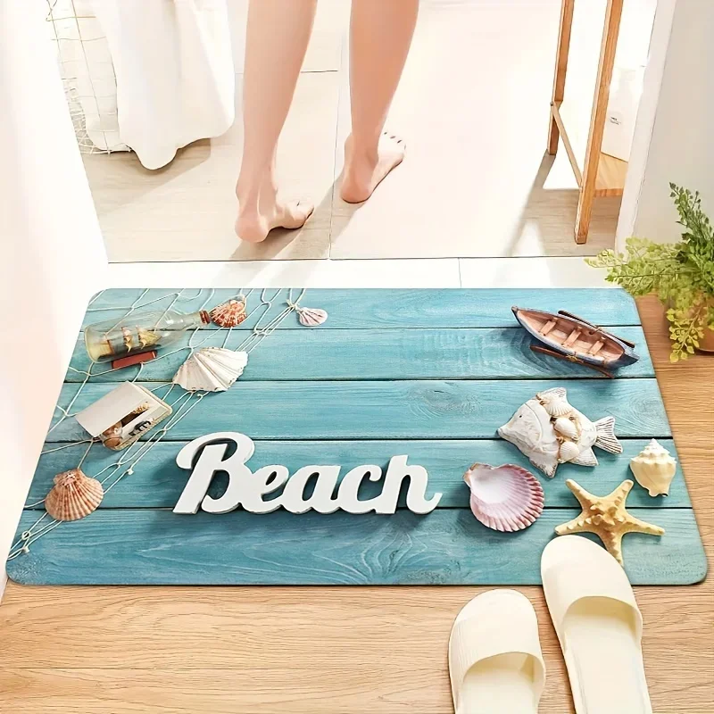 Beach Style Floor Mat Non Slip Bathroom Bedroom Welcome Doormat Indoor Outdoor Home Decor Carpet Wrinkle-Resistant Bath Rug