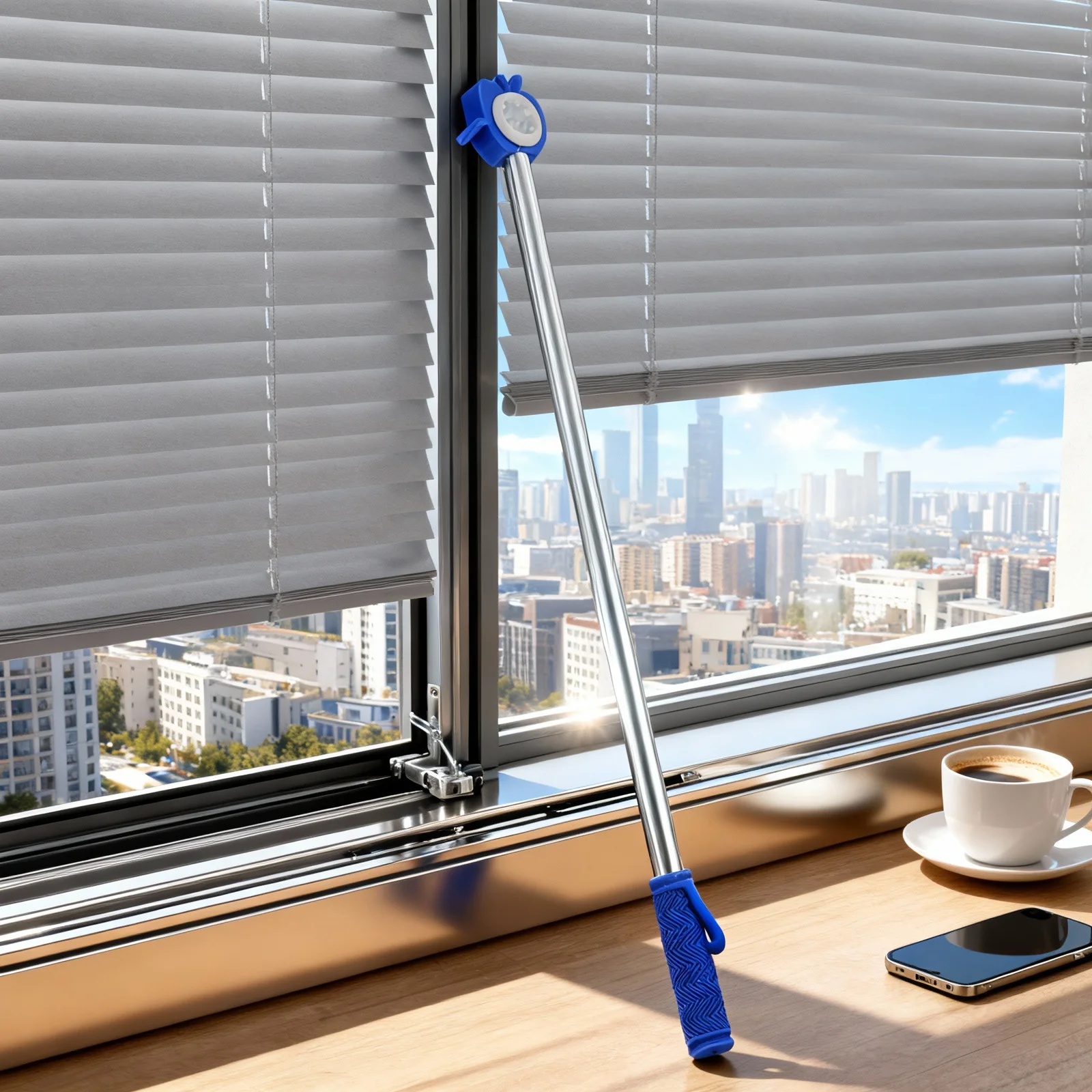 

Window Opener Tool Aluminum Alloy Telescoping Rod For High Windows Easy Operation Blind Control Lever Extension