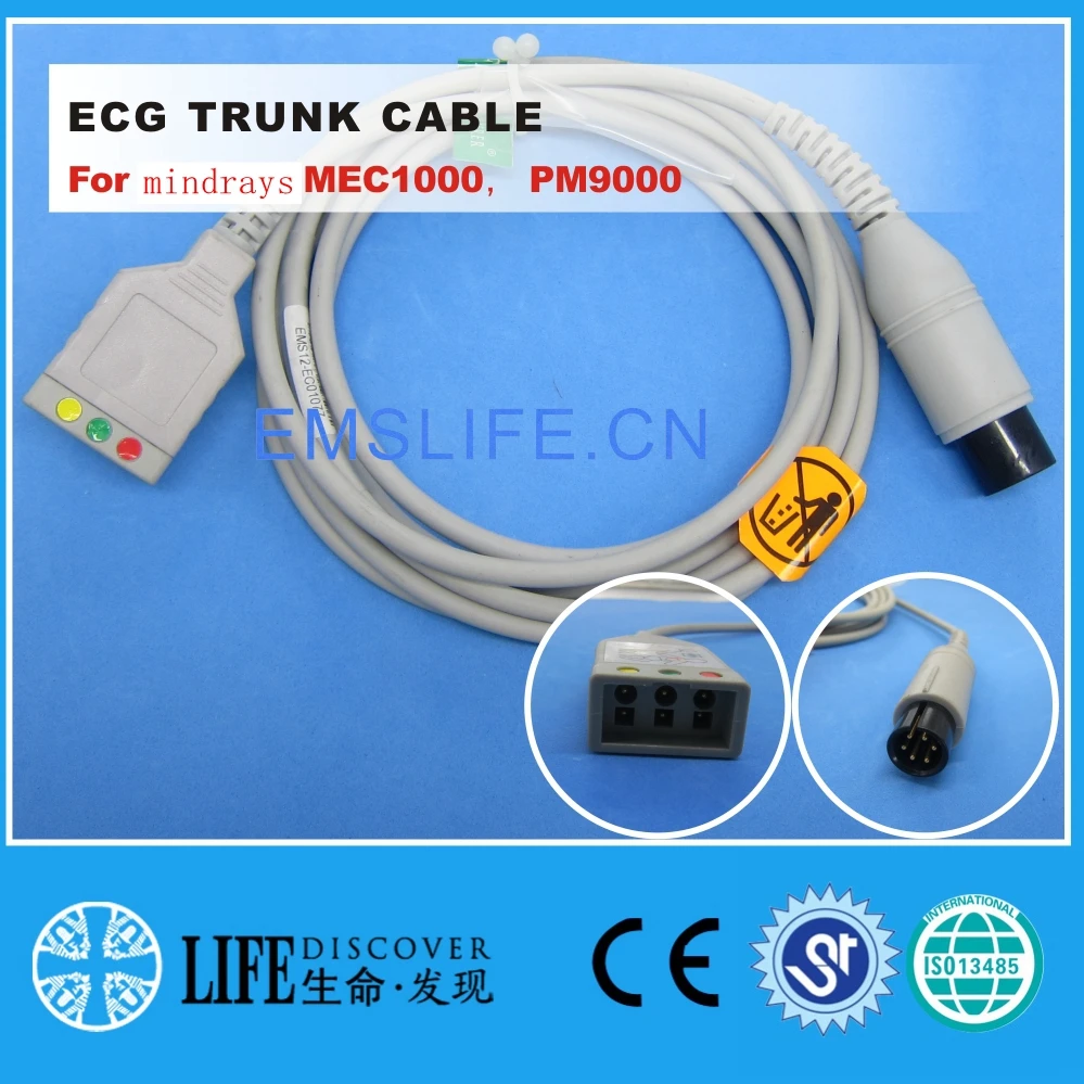 ECG 3-leads trunk cable For min*dray MEC1000 PM9000 patient monitor