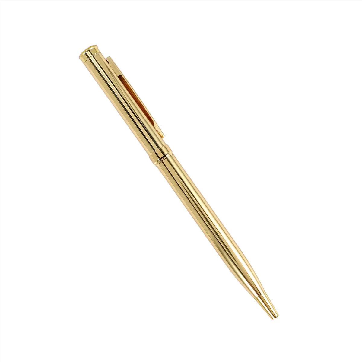 ●Metal Ballpoint Pen Stainless Steel Rotating Ball Pen for School Office Bright Writing Point 1.0mm (Golden)