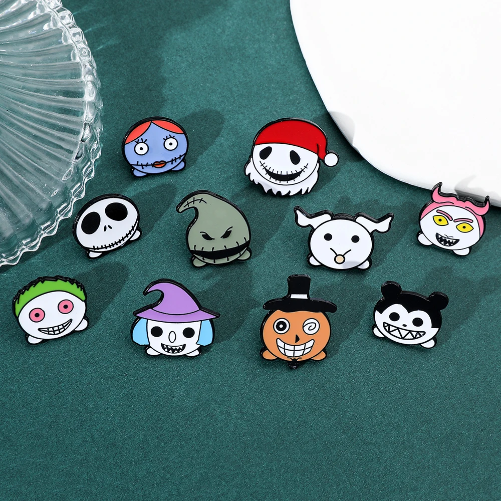 The Nightmare Before Christmas Cartoon Enamel Pins Jack Skellington Sally Oogie Boogie Cute Brooches Disney Anime Badges