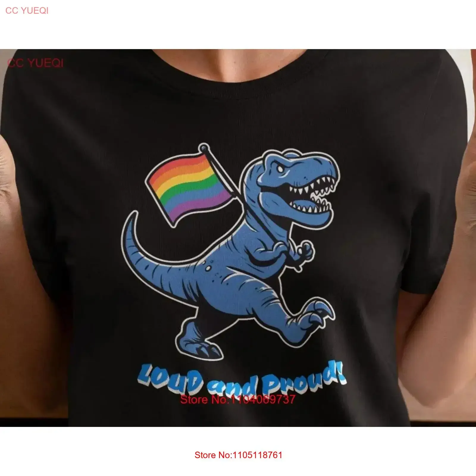 Loud and Proud T Rex shirt LGBTQ Funny Gay Lesbian Non binary Queer Trans for Him Her The They Rainbow Pride Parade Flag homme