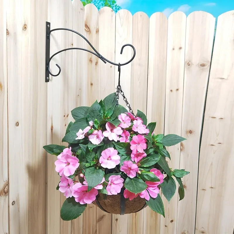 Wall-mounted wrought iron balcony hook garden hook hanging potted plant triangular hook hanging flower stand