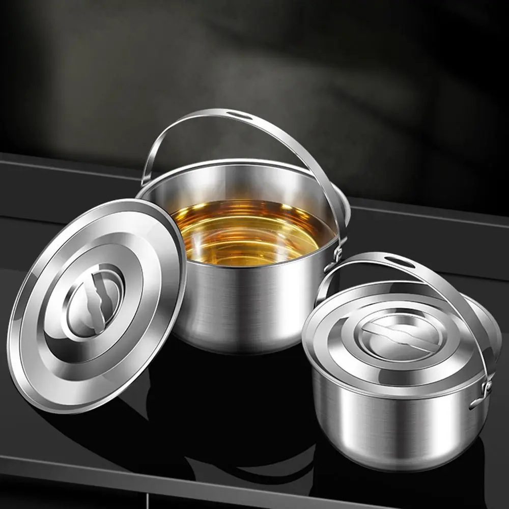

Горшок для кемпинга на открытом воздухе из нержавеющей стали с ручкой и крышкой, подвесная посуда для кемпинга 17-26 см, прочная, многофункциональная