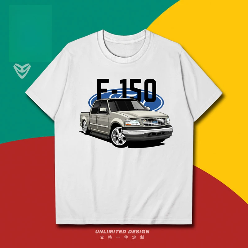 

Ford F150 Classic Pickup Truck Illustrated Print Graphic T-shirt Men's and Women's Short Sleeve Breathable Motorcycle T-shirt