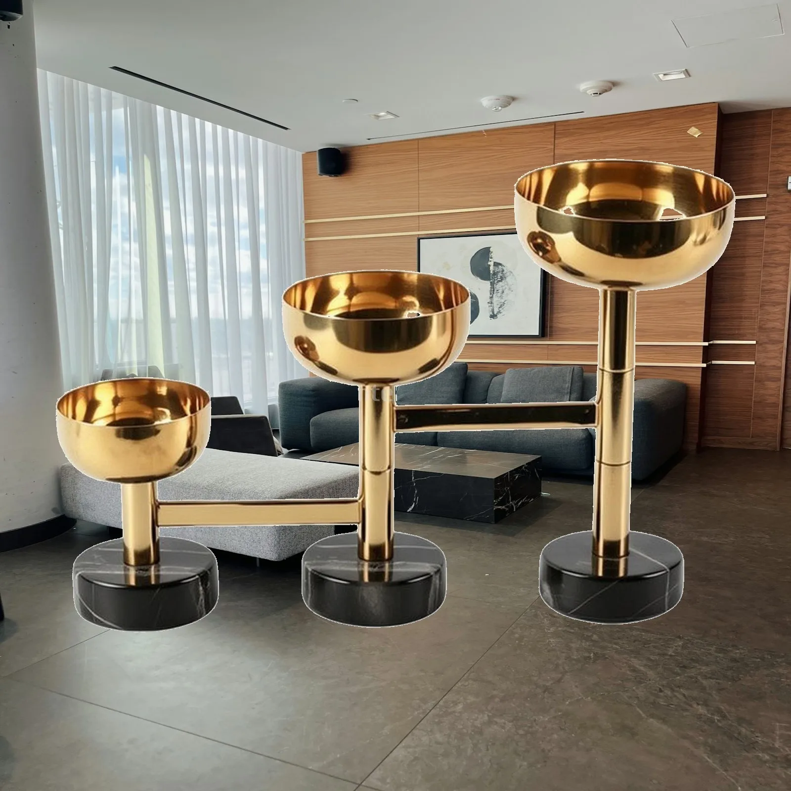 Geometric Metal Snack Bowl Elegant Rotating Metal Fruit Bowl Tiered Serving Bowls with Tray Holder Versatile Space-Saving