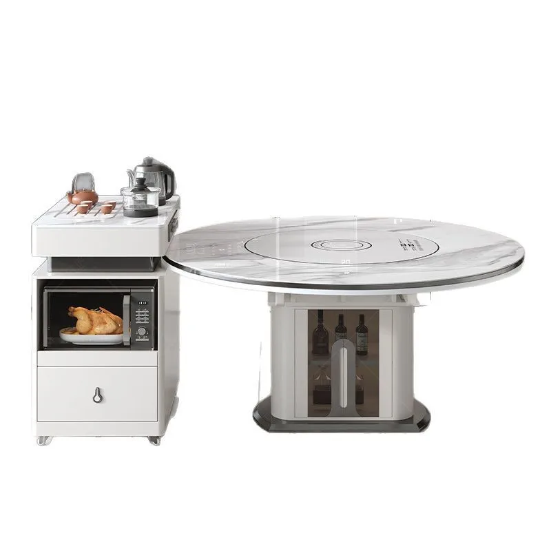

New retractable modern simple island dining table, light luxury rock slab dining table and chairs