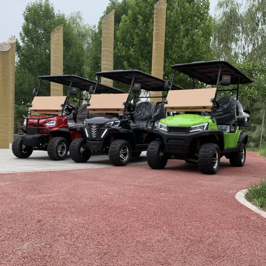 Factory Direct Sales 48V 60V 72V Solar Panels Battery Operated Off Road Car Free Custom Color New Energy Electric Golf Cart