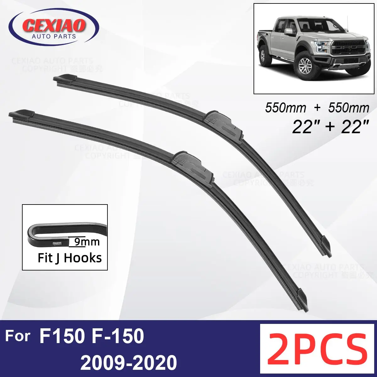 

Car Wiper For Ford F150 F-150 Raptor LOBO XL XLT 2009-2020 Front Wiper Blades Soft Rubber Windscreen Wipers Auto Windshield