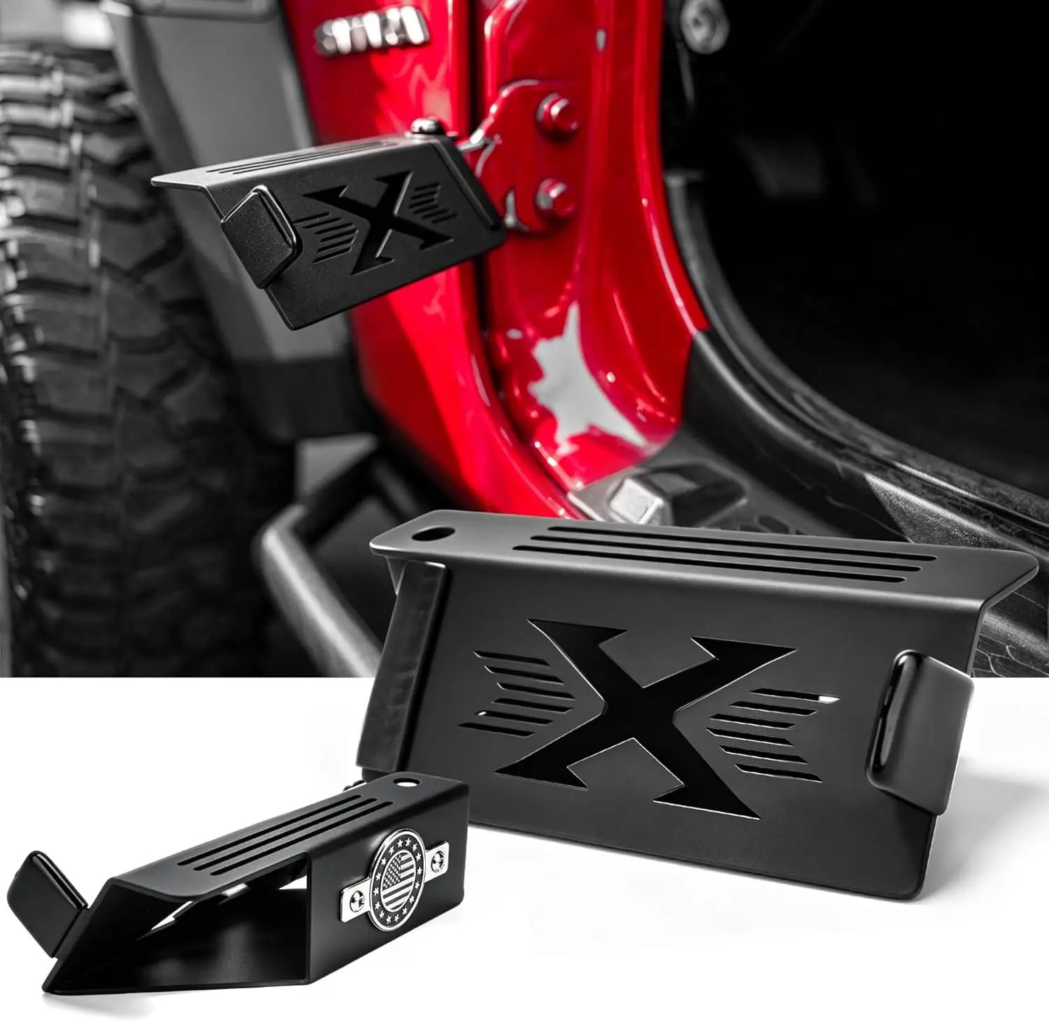 120 °   Footrest Pedal Compatible with Jeep Wrangler Jk Jl & Gladiator Jt 2007-2024, Heavy Duty Doors Off Foot Pegs, Exterior Door