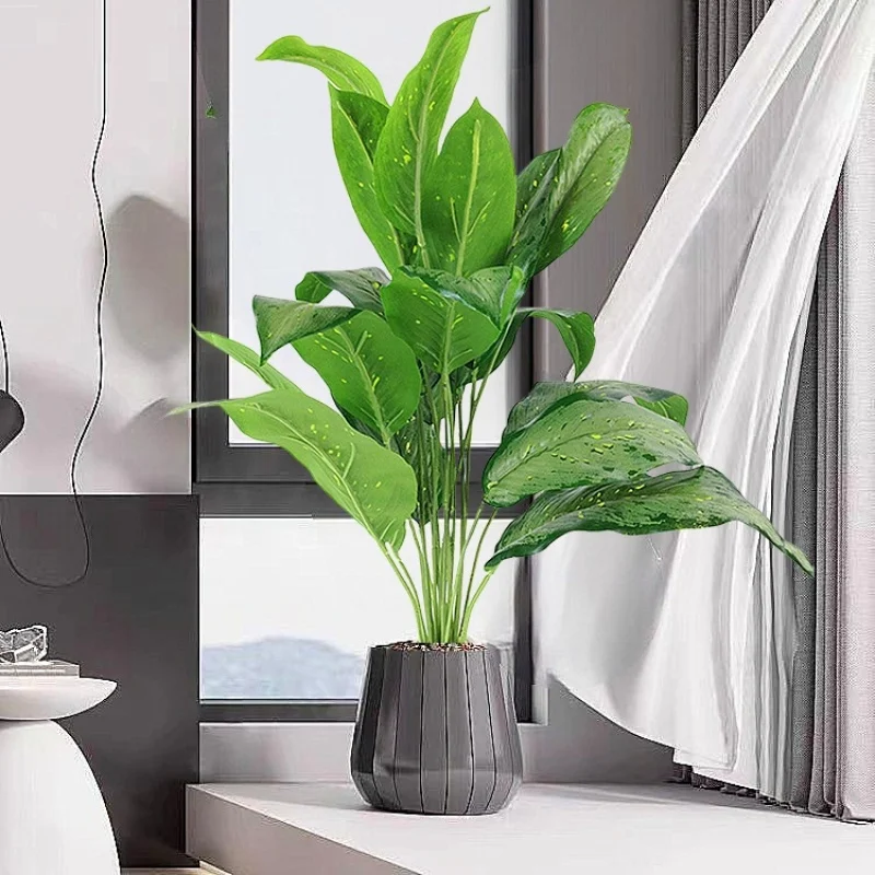 

60cm Artificial Green Plant Plastic Palm Branch Fake Tree Hotel Office Party Garden Living Room Home Decoration Accessories