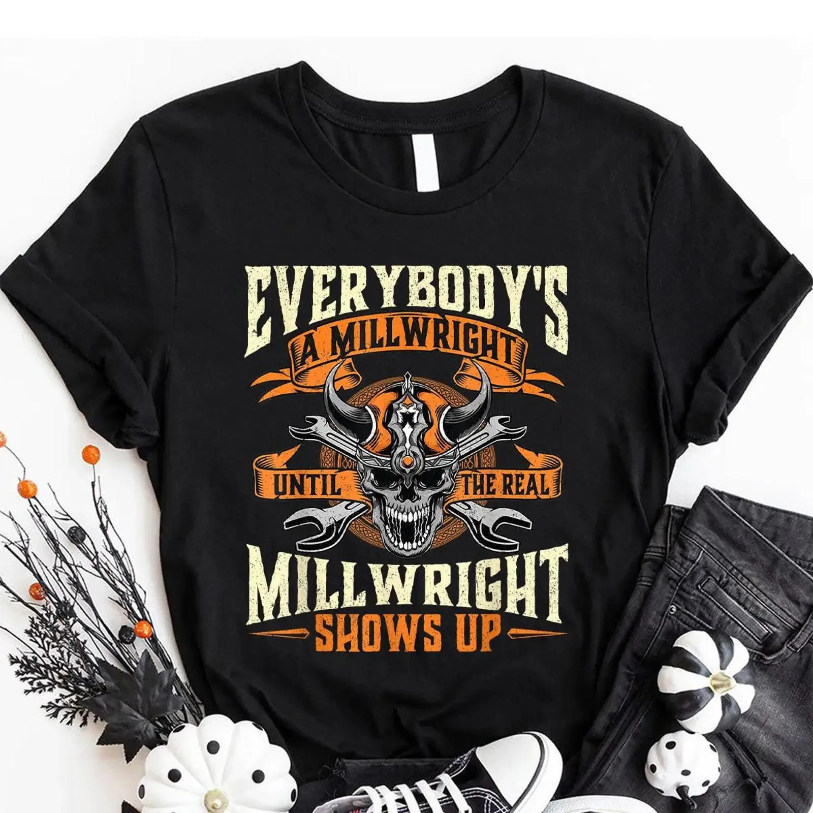 Mechanic T Shirt For Until The Real Millwright Shows Up Machinist Mills vintage Washed Slightly Unisex graphic