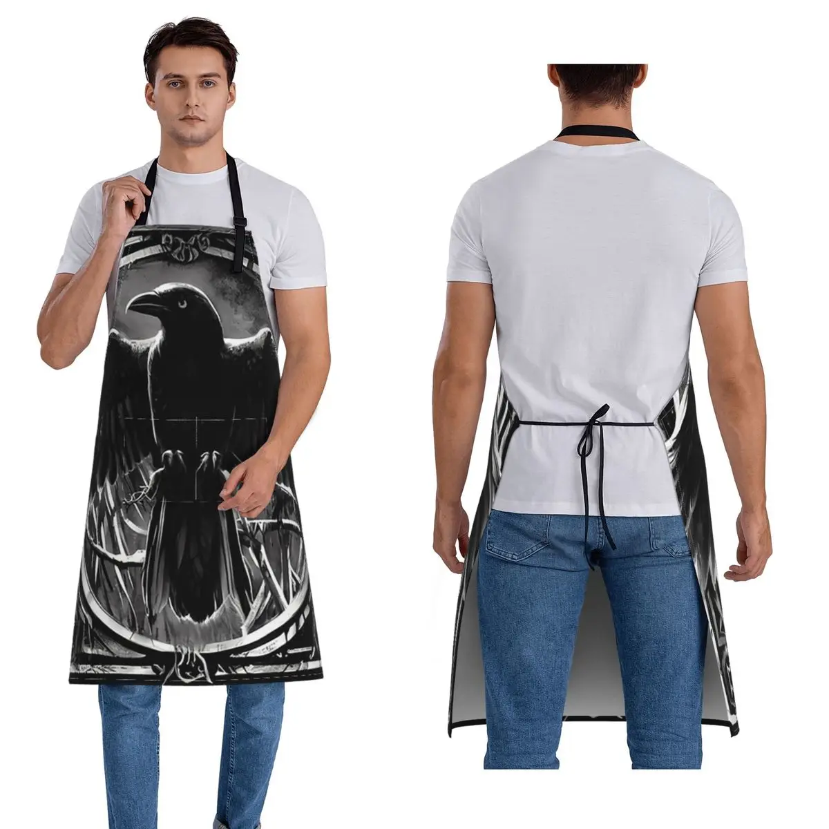 

Odin's Watcher Yggdrasil Raven Apron Chef Cooking Cuisine Tablier Waterproof Bib Kitchen Pinafore for Women Men Gardening
