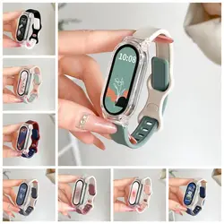 Button Style Watch Case New Two Tone Design Soft TPU Belt Breathable Strap Accessories for Xiaomi Mi Band 8 Summer