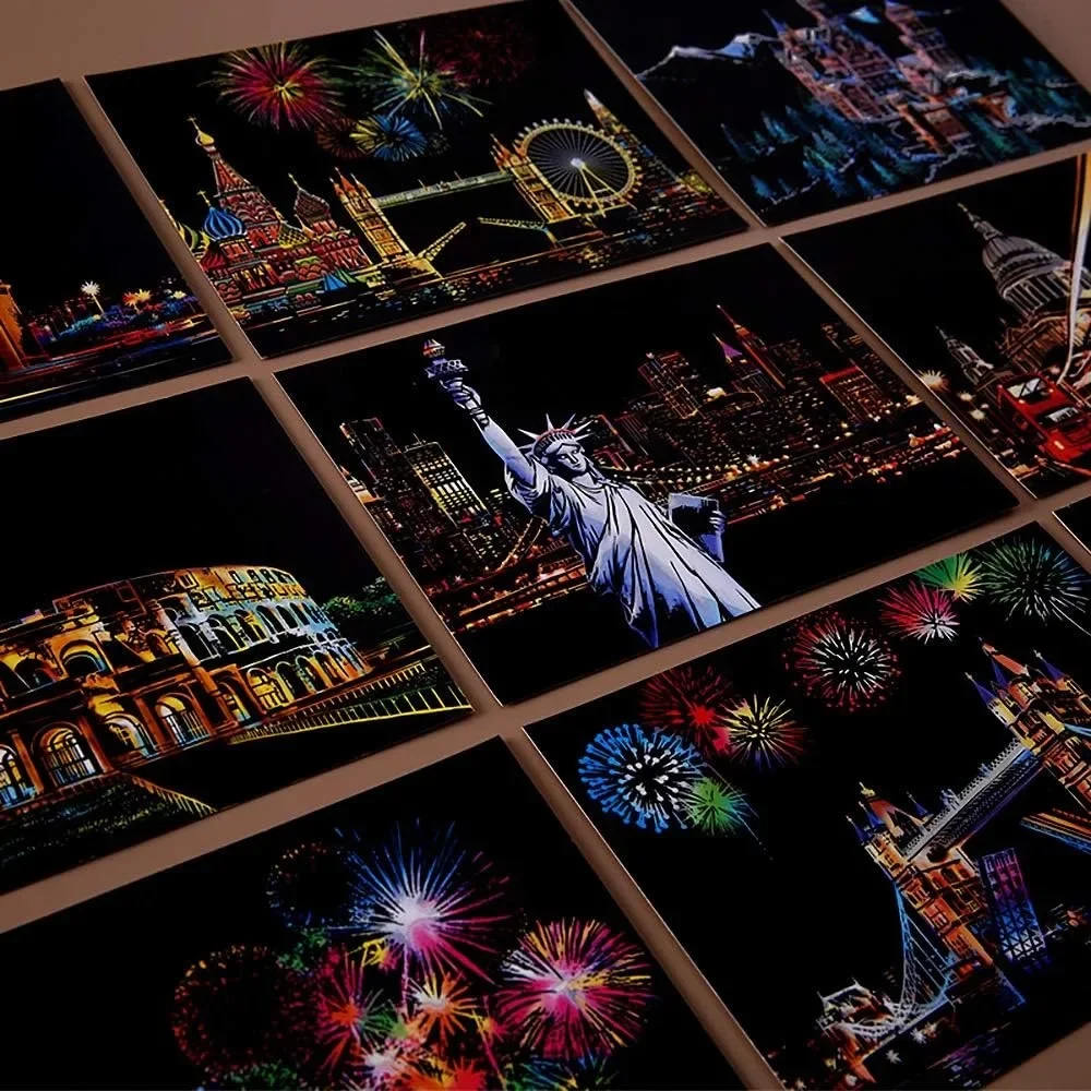 Magiczny papier do rysowania, mini pocztówki w kopertach, tablice do rysowania Rainbow Night, zarówno dla dorosłych, jak i dzieci