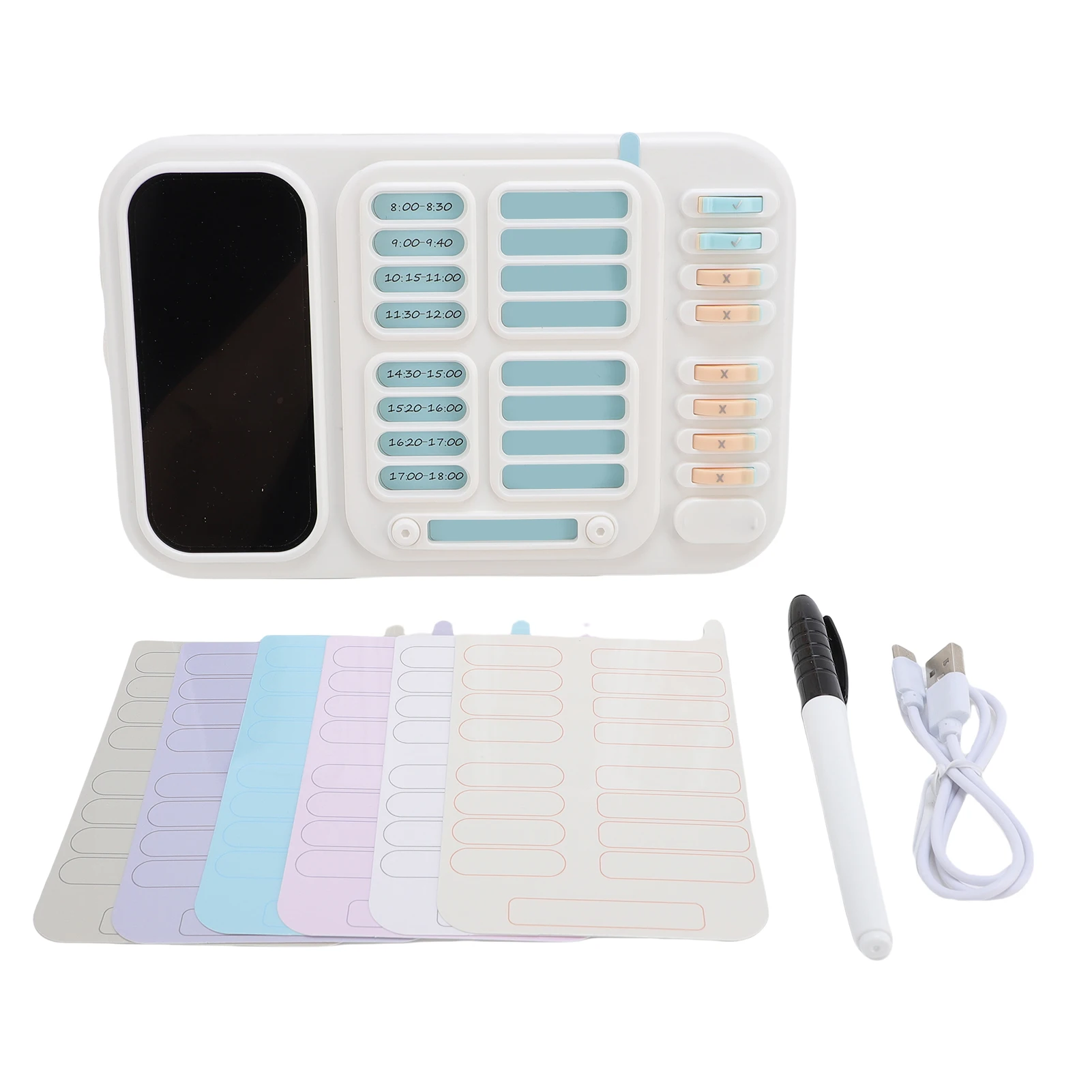 مؤقت بصري صامت مع بطاقات مهمة للوحة التخطيط وساعة منبه لمدير الوقت للأطفال للفصول الدراسية ومدير الموقت البصري للاستخدام المنزلي