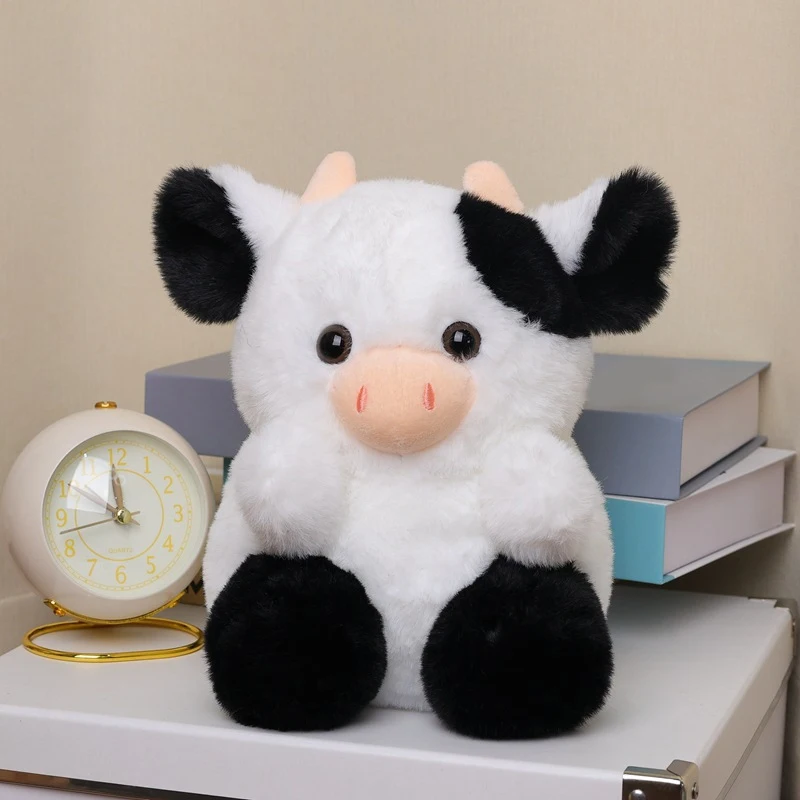 1PC Cow Plush Doll Desktop Decoration Cake Doll Birthday Gift Office Desktop Decoration Scene Decoration 20cm