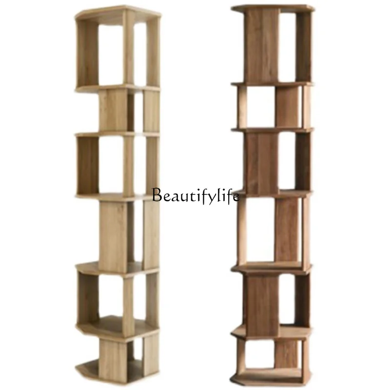 

Nordic solid wood living room shelf locker floor vertical study high-rise bookcase