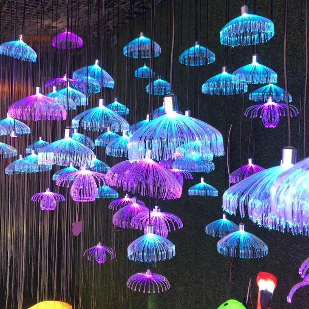 

Colorful Fiber Optic Outdoor For Party Home Decor Birthday Christmas Decoration Chandelier Jellyfish Light Decorative Lights