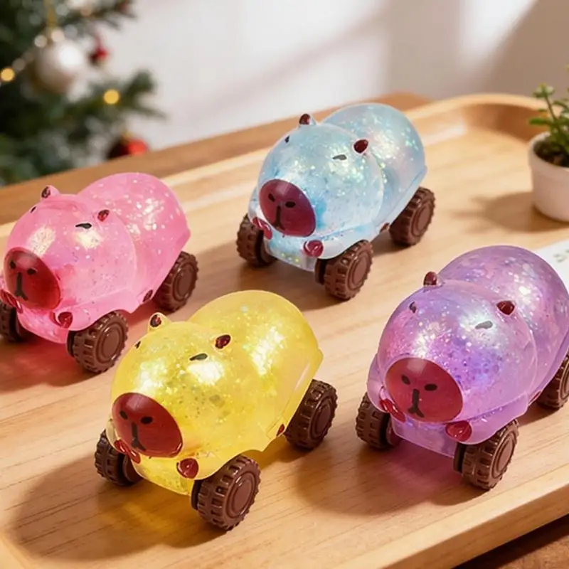 Cartoon Capybara Vehicle Squeeze Ball With 4 Wheel Stress Relief Sensory Toy For Kids Students Adults Daily Relaxation A2UB