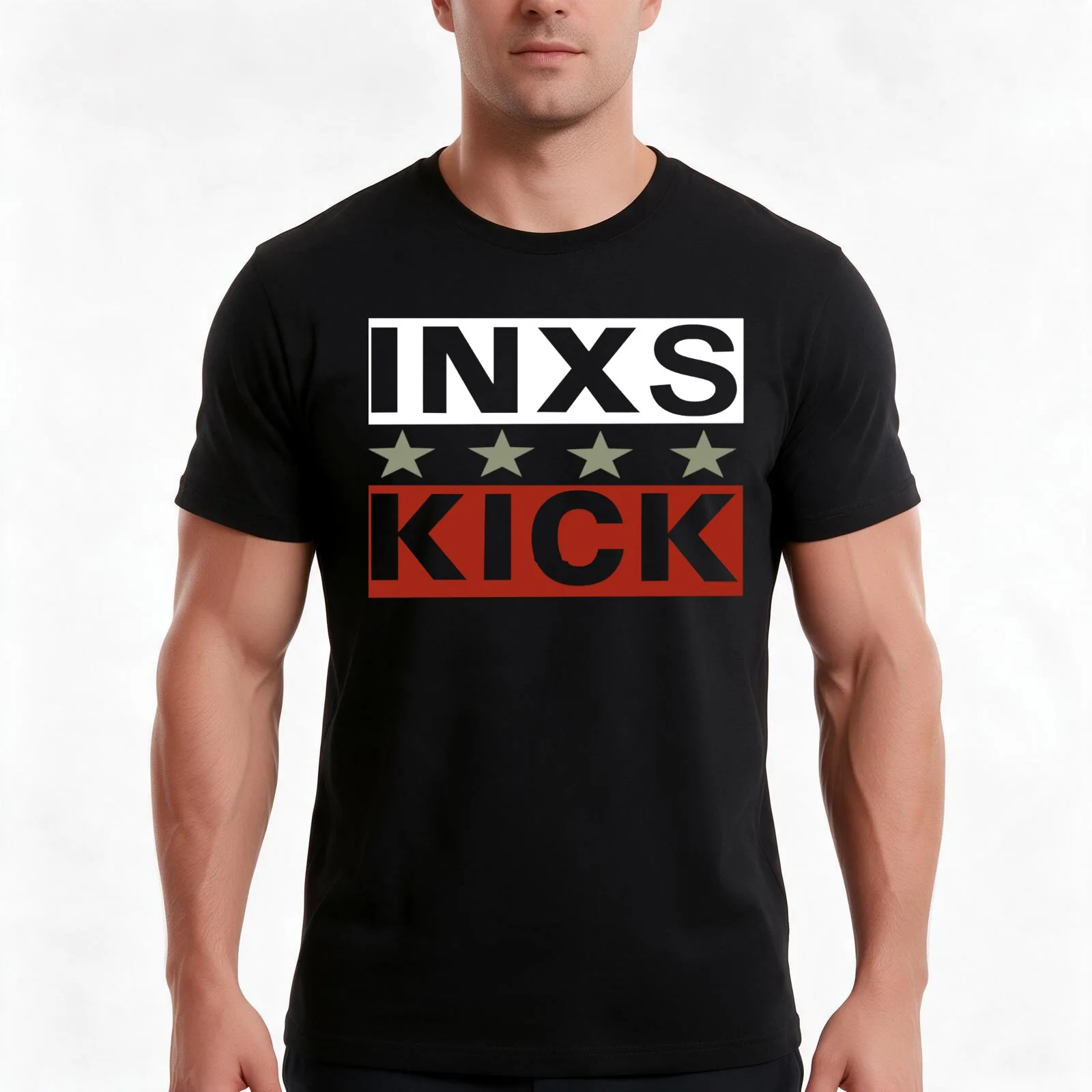 INXS Kick 2 T-Shirt, Summer Casual Cotton Tee, Oversized Streetwear Tops, Vintage Graphic Print, Loose Fit Short Sleeve
